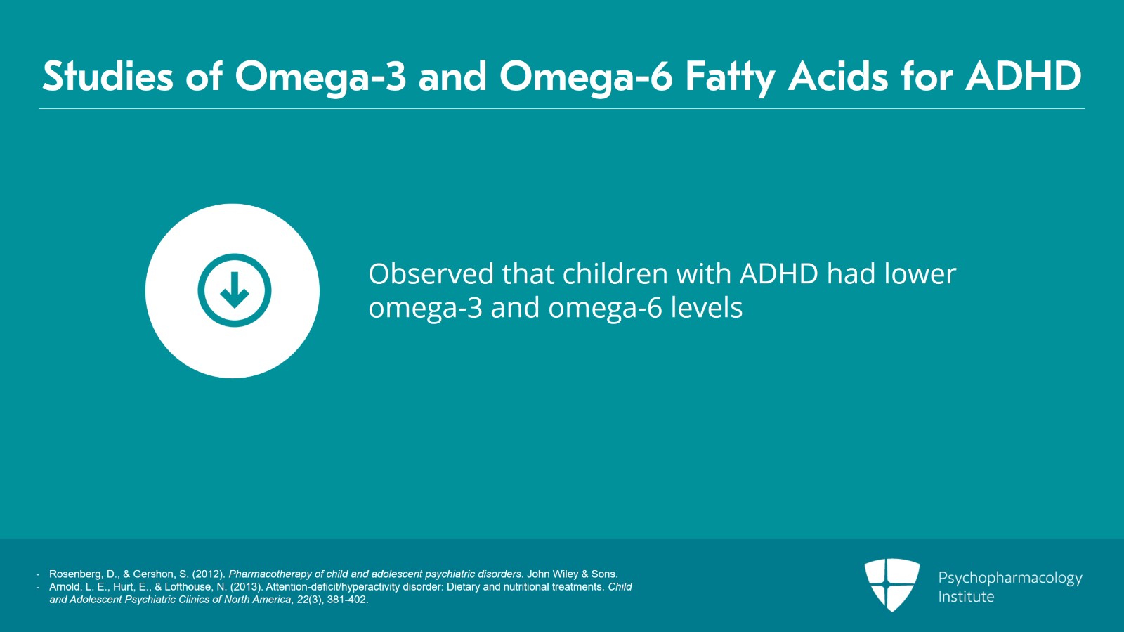 Use of Omega 3 Fatty Acids in Children and Adolescents